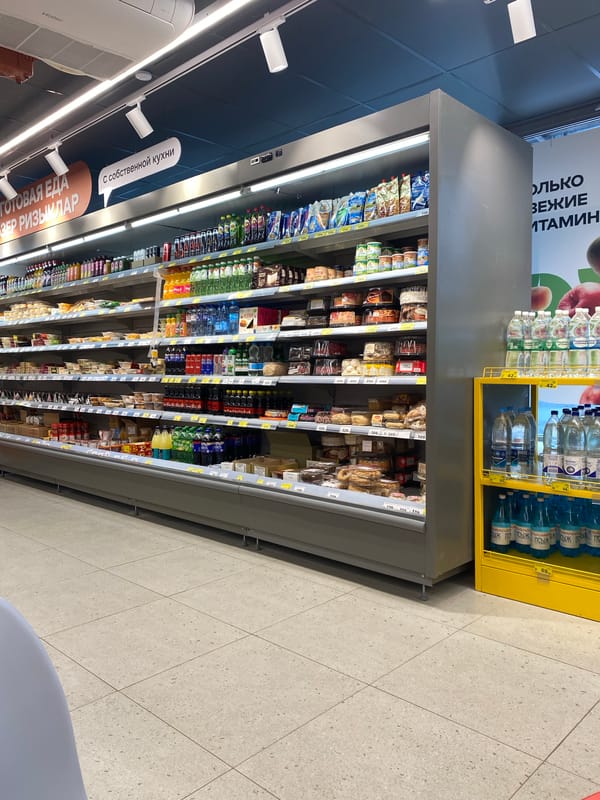 Supermarket refrigerator display observed in Kazan, Russia