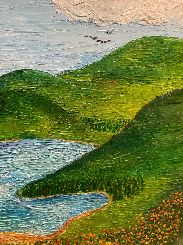 Artist paints landscape scene with thick oils in Maidstone