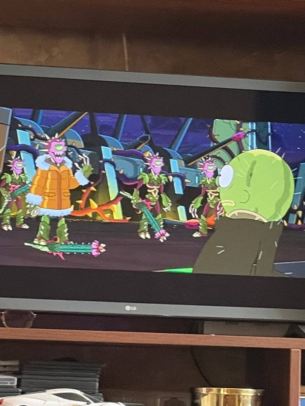 Rick and Morty episode watch session, multiple scenes