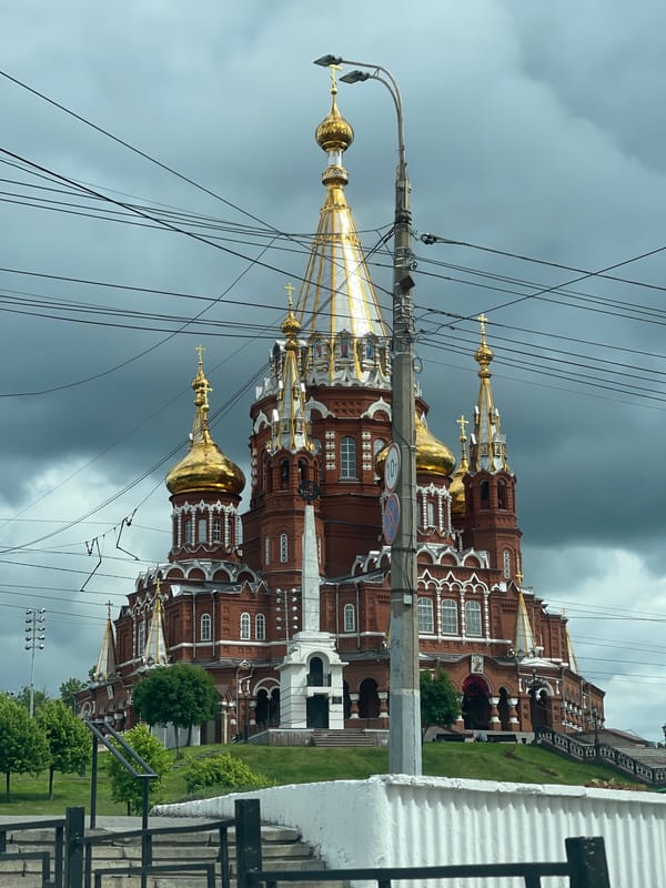 Morning scenes captured around Izhevsk cathedral and city streets