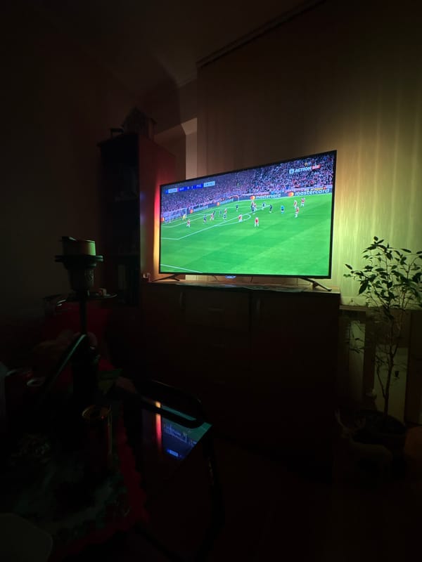 Soccer fans watch Bayern-PSG match in Pazardzhik home
