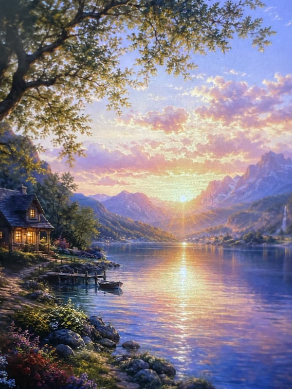 Art collection featuring landscapes, portraits, and cultural imagery