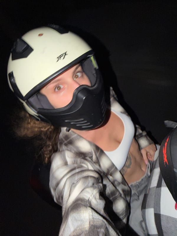 Motorcyclist photographed in close-up shot in North Kuta