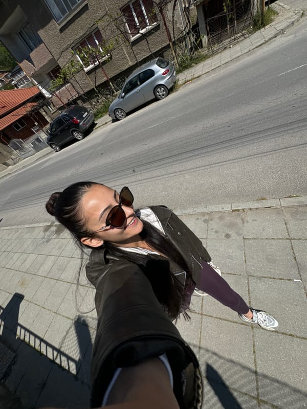 Woman poses for photos on Dupnitsa streets