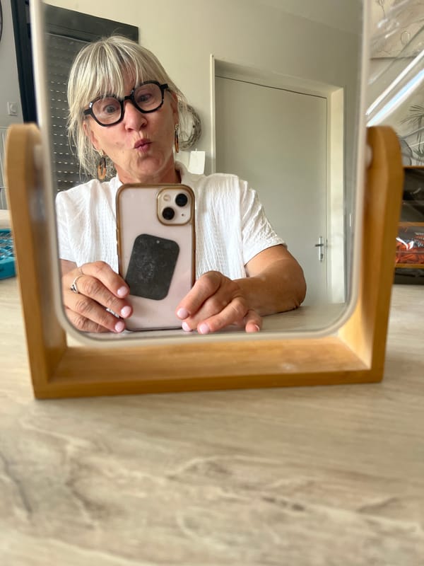 Mirror selfie and a prayer graphic from Chambœuf