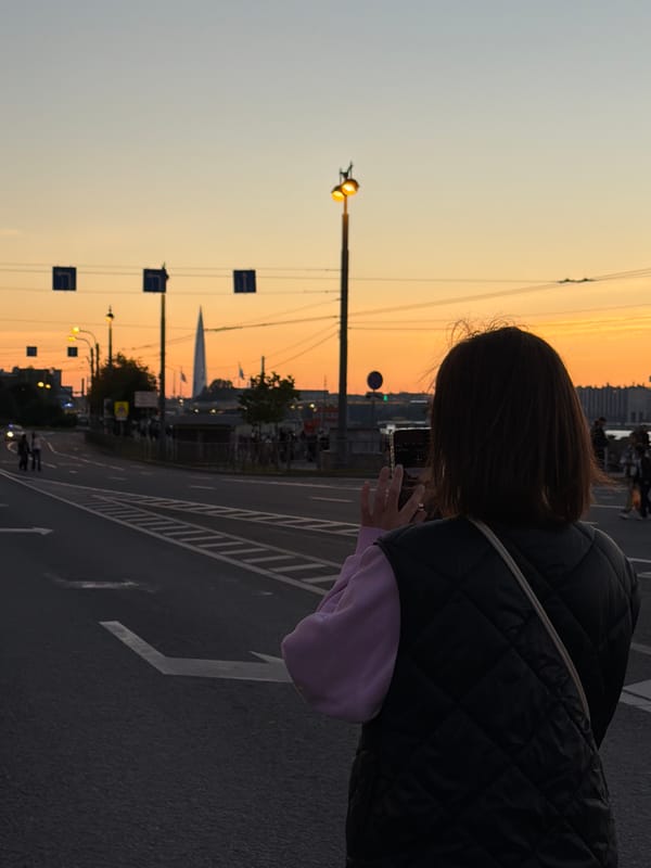 Summer evening walk through Saint Petersburg at golden hour