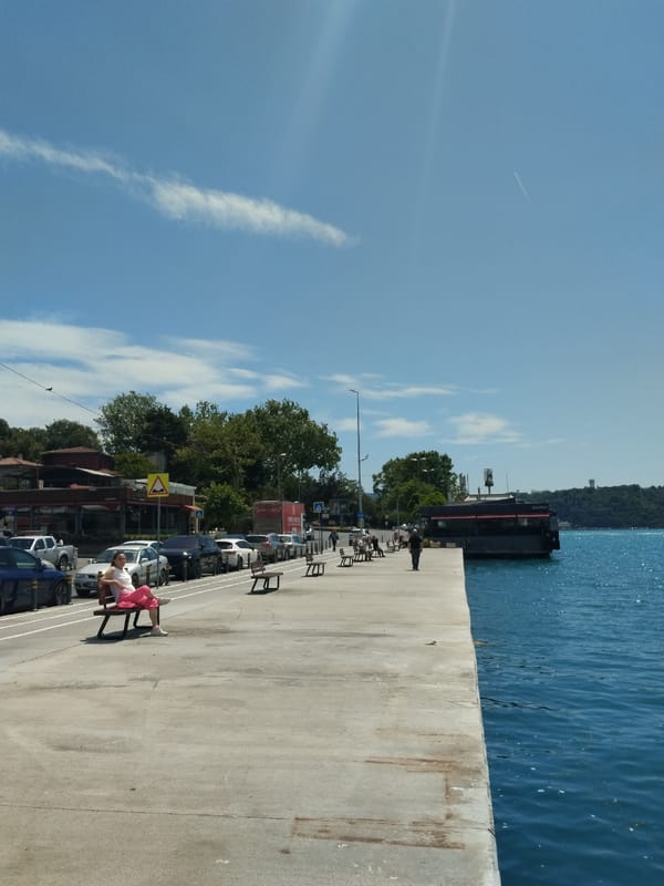 Clear morning at Sarıyer marina shows luxury boats, sunny skies