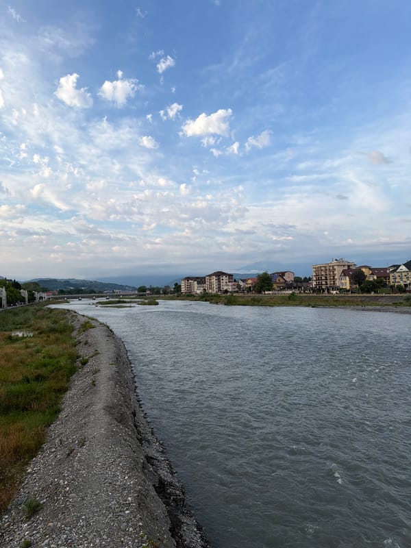 Summer evening life along Sochi's riverfront and Sirius canals