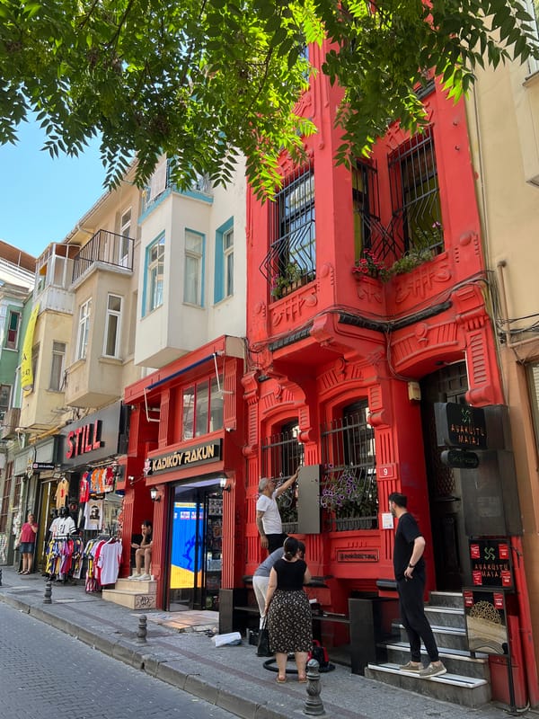 Sunny afternoon on Kadıköy's colorful commercial streets