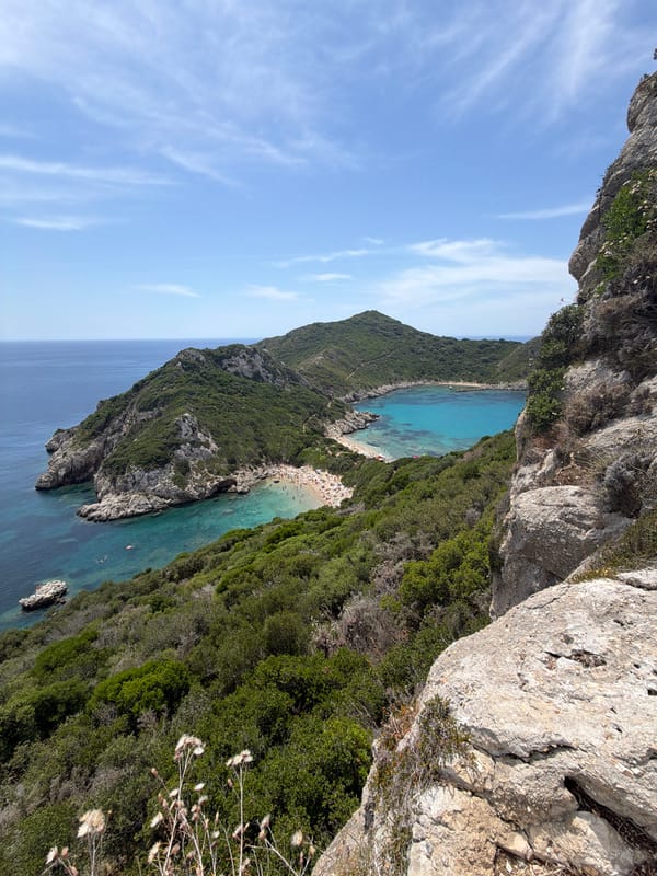 Scenic Porto Timoni beach draws crowds in Afionas Greece