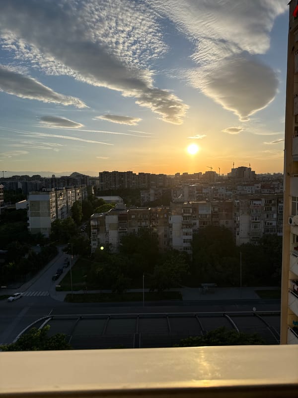 Evening moments captured: sunset views and indoor streaming activities