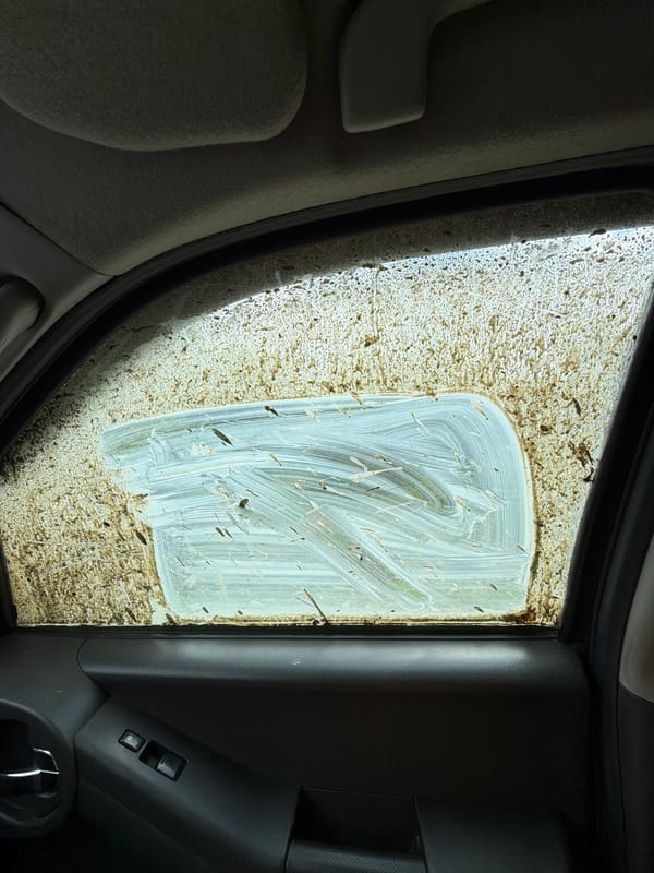 Car window cleaning captured in Burdiani, Georgia