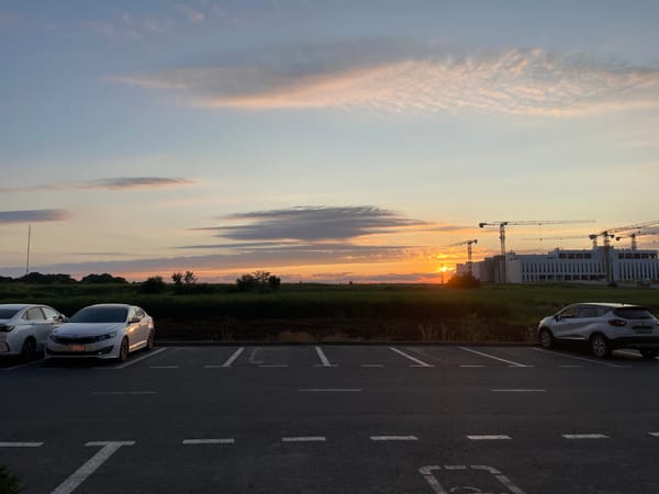 Stavropol construction site at golden hour