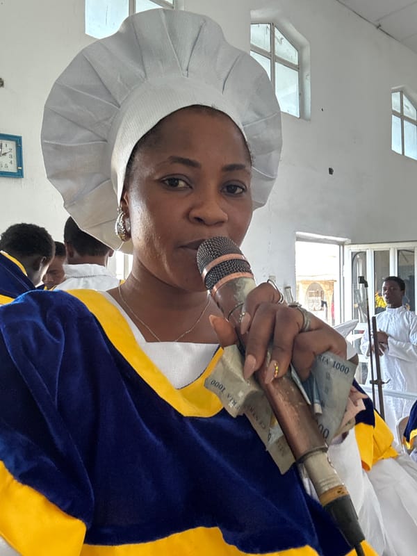 Church hall moment in Badagry: mic, money, and a crowd