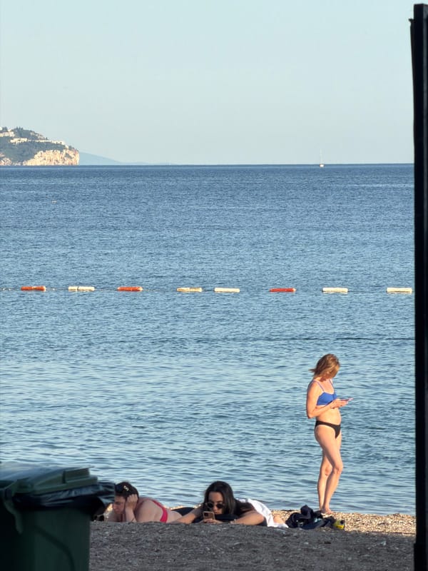 Afternoon beach leisure activities documented in Budva, Montenegro
