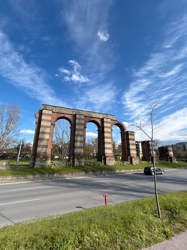 Spring landscape captured from moving vehicle near Plovdiv, Bulgaria