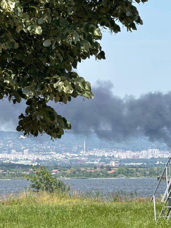Morning memories captured across unknown city with visible smoke