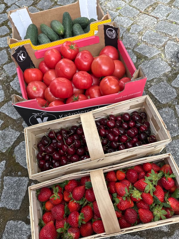Fresh produce delivery observed in Wisła, Poland