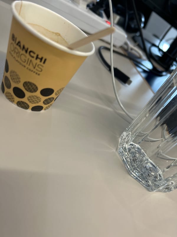 Morning coffee moment captured at Sofia desk scene