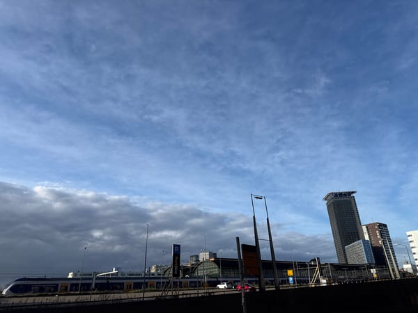 Daytime cityscape views documented near The Hague Central Station