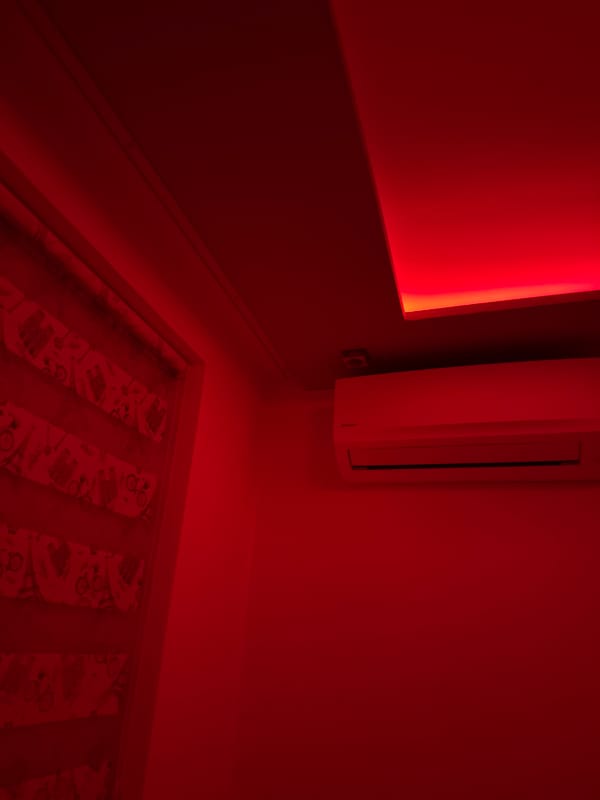 Red-lit interior corner documented in Targovishte, Bulgaria