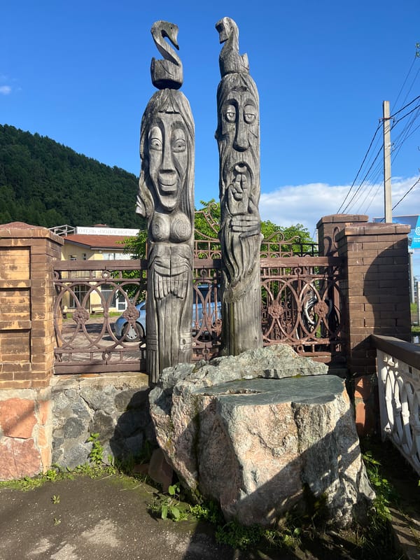 Folk art and open water along the shores of Lake Baikal