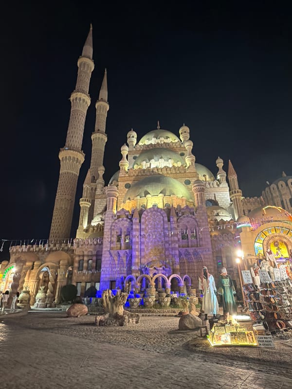 Tourists explore illuminated Old Market district in Sharm El Sheikh