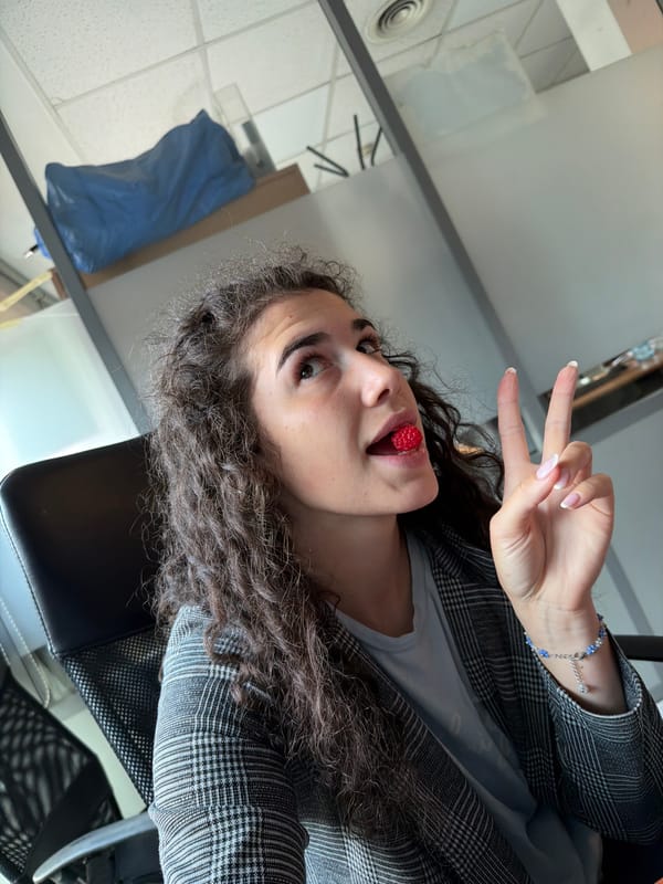 Office snack break with raspberries in Sofia