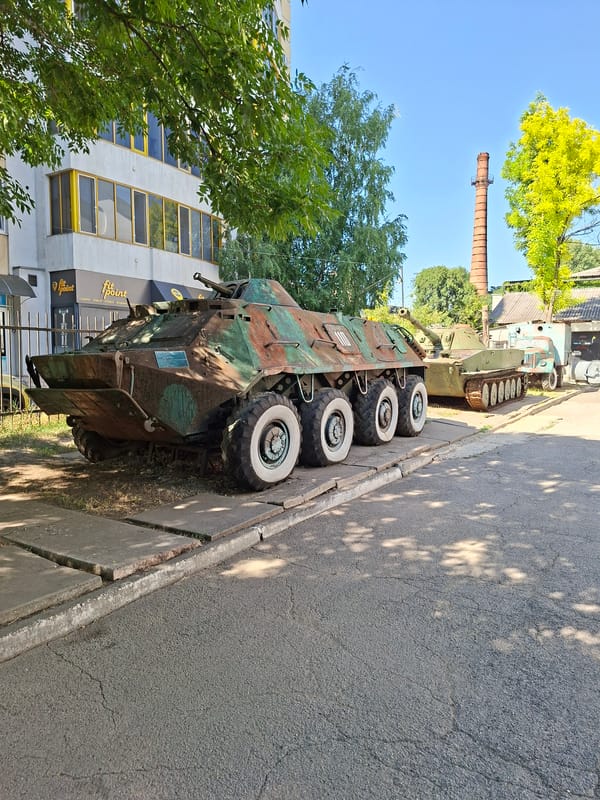 Soviet-era military hardware on outdoor display in Chișinău