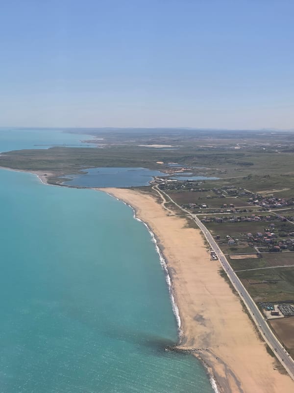 Aerial view captures Durusu Beach coastline in Arnavutköy, Turkey