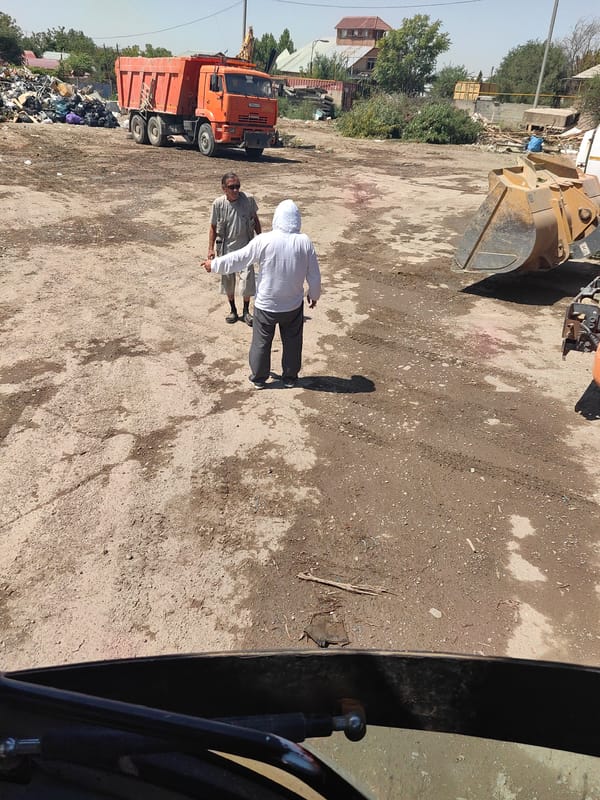 Waste clearance operation underway at Shymkent landfill site