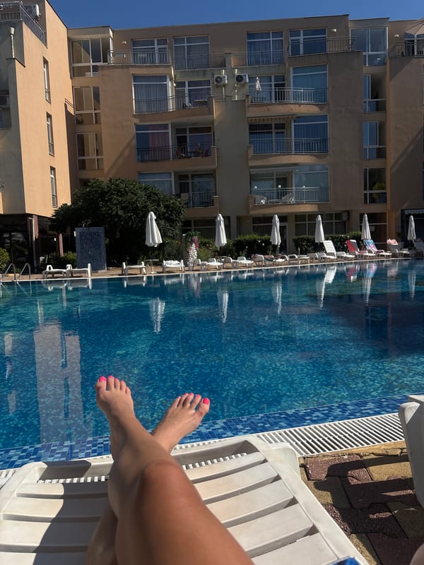 Relaxing poolside at a Nesebar resort on a summer morning