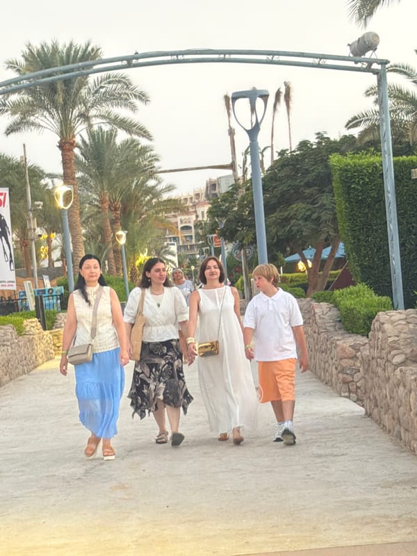 Dusk settles over a Sharm El Sheikh resort, full moon rising