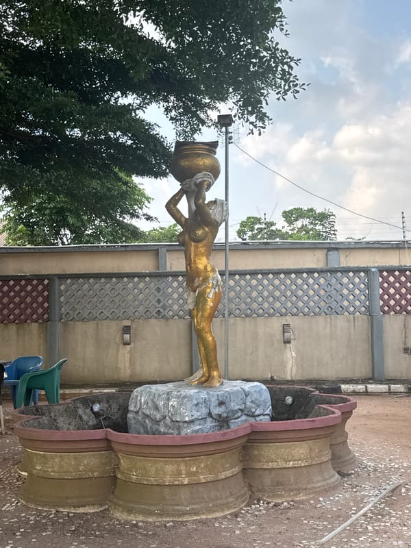 Golden statue, outdoor scenes documented in Ihiagwa, Nigeria