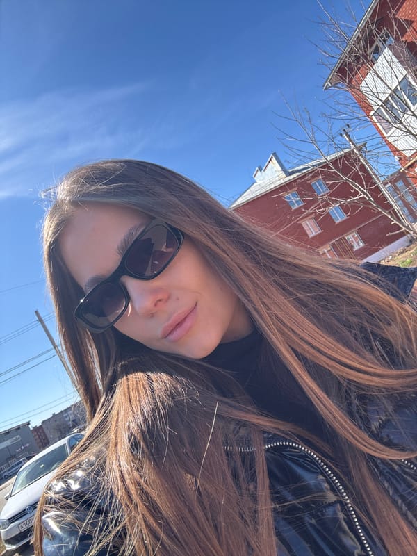 Woman takes morning selfies in Chernushka, Russia