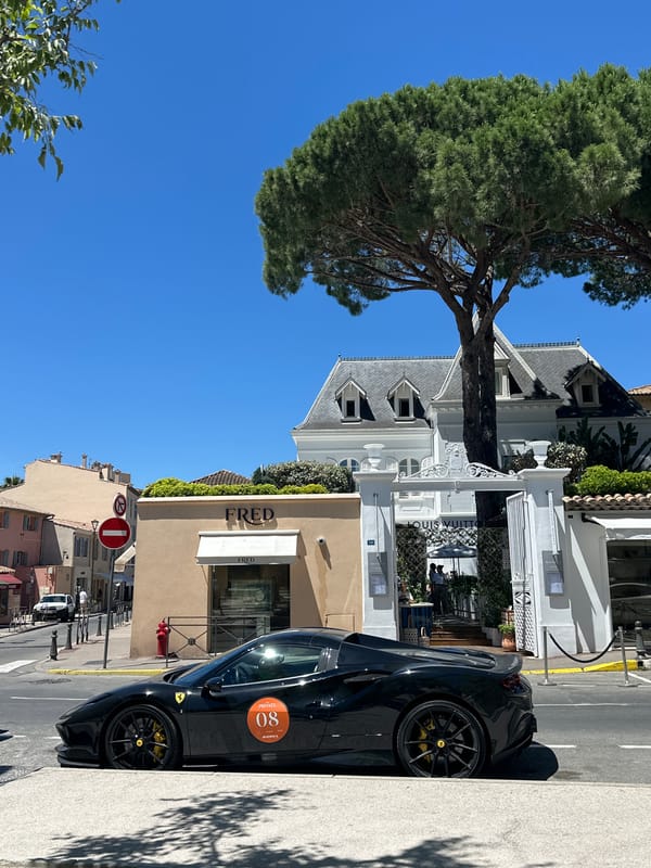 Black Ferrari spotted amid luxury shopping in Saint-Tropez