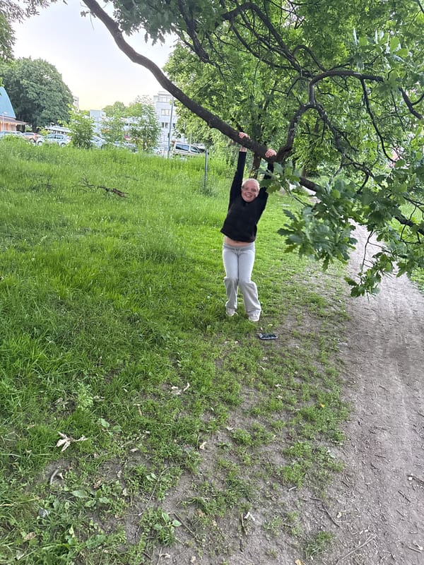 Evening walk through a green Oslo neighborhood park