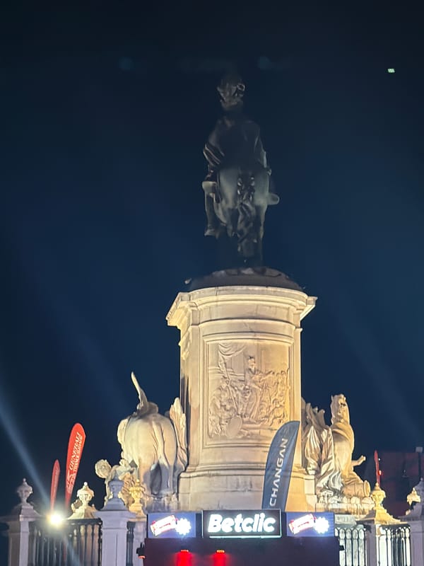 Lisbon's Praça do Comércio hosts a packed public soccer viewing night
