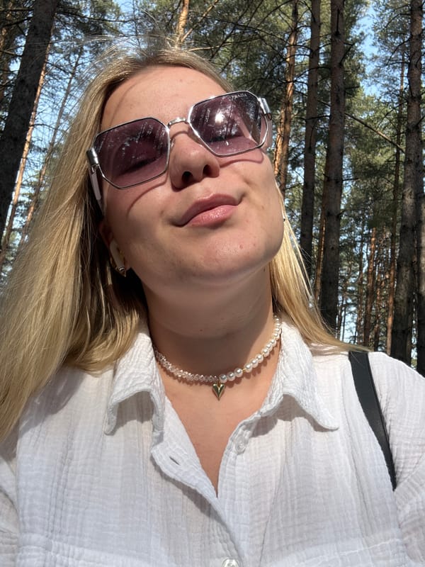 Woman poses for forest selfies in Chaikovsky, Russia