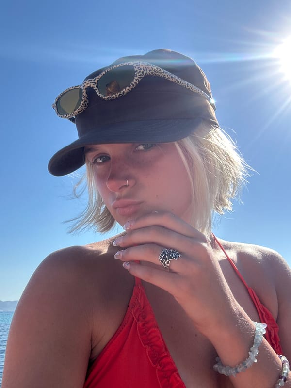 Sunny selfie moment on a clear summer day in Zakynthos