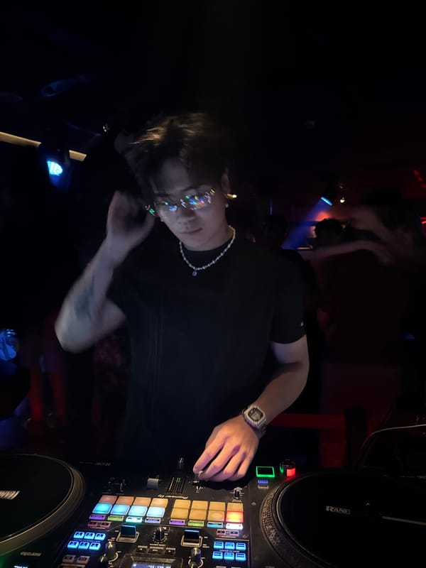 Nightclub scene captured in Liangjiang, China during evening hours