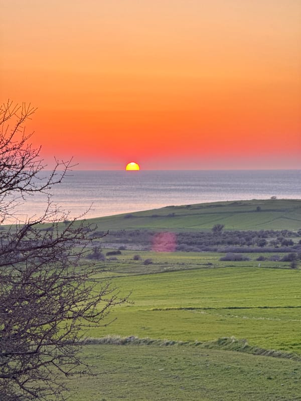 Sunset observed over sea near Alonia, Greece