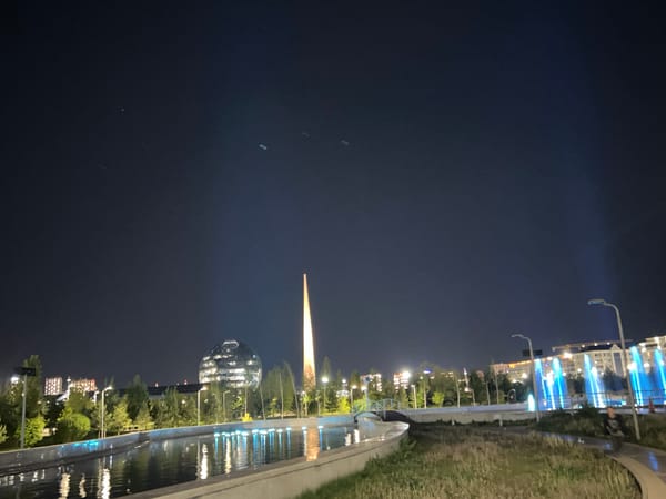 Astana skyline captured in nighttime photography session