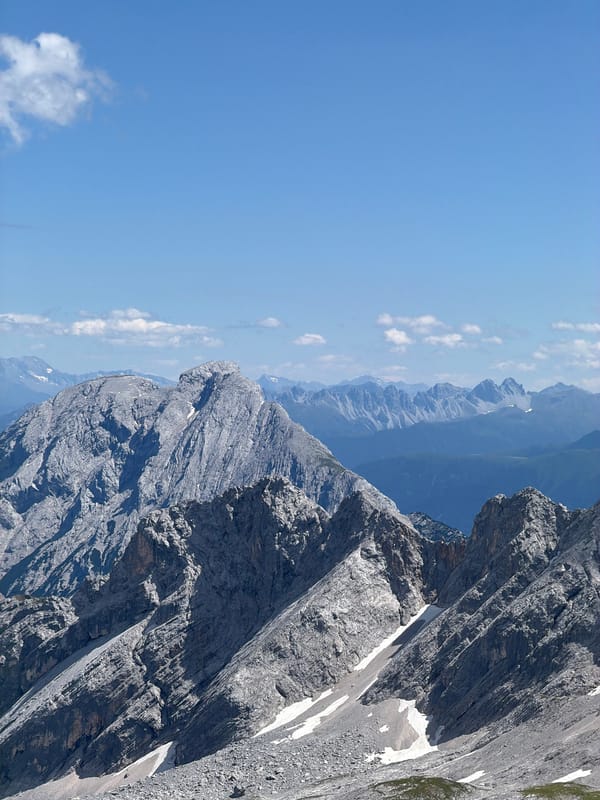 Alpine panorama above Garmisch-Partenkirchen, peaks to forest