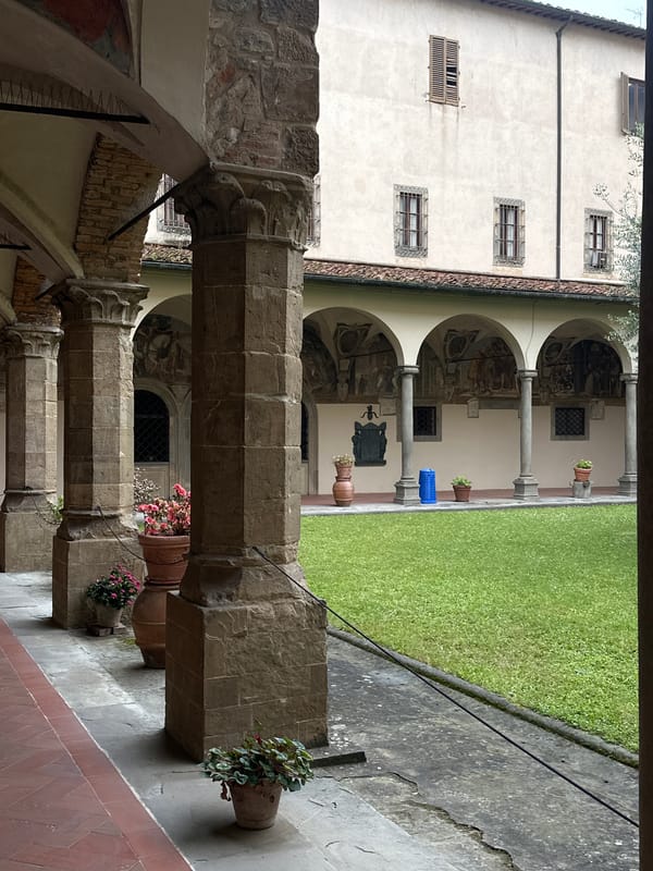 Peaceful morning scene captured in historic Florentine courtyard