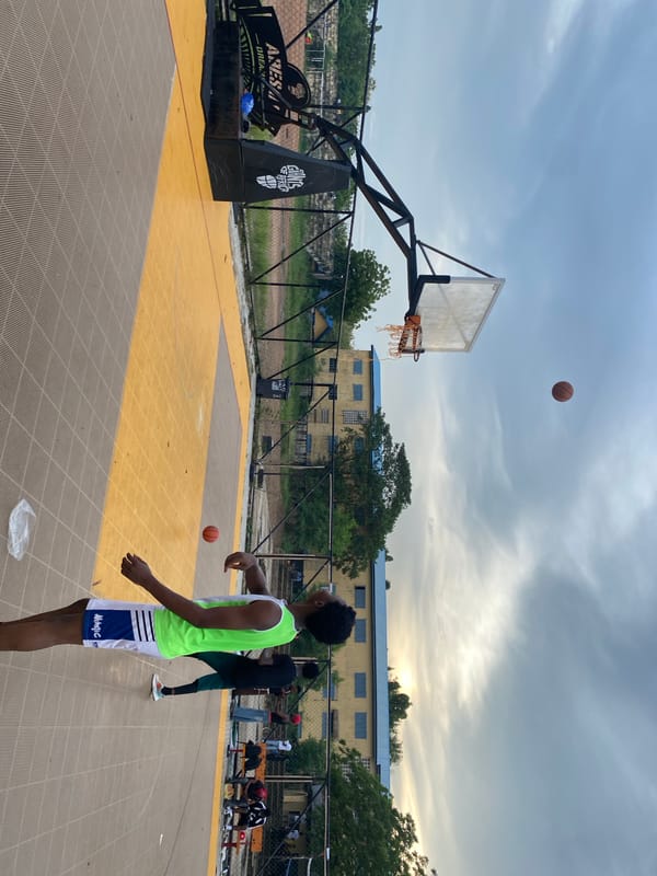 Basketball players gather at Lagos court during evening session