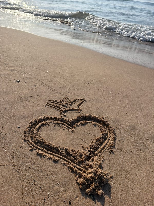 Morning beach art and shadow casting in Mont-roig del Camp