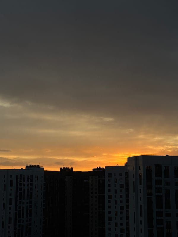 Sunset views captured over residential buildings in Lyubertsy, Russia