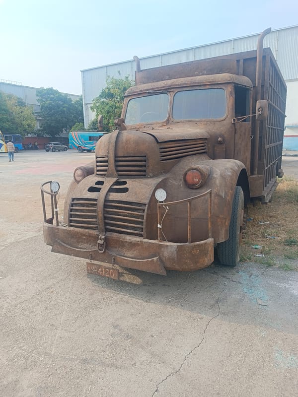 Rusted vintage truck spotted in outdoor Chennai location