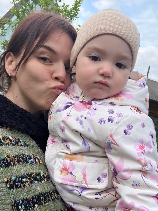 Family barbecue gathering with baby in Мшинская, Russia